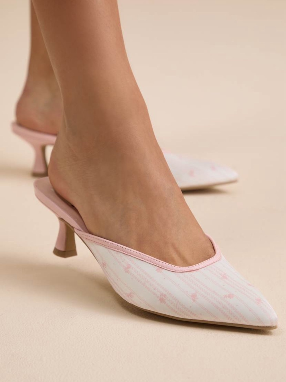 Dolce Vita Pink and White Pointed Mule Heels